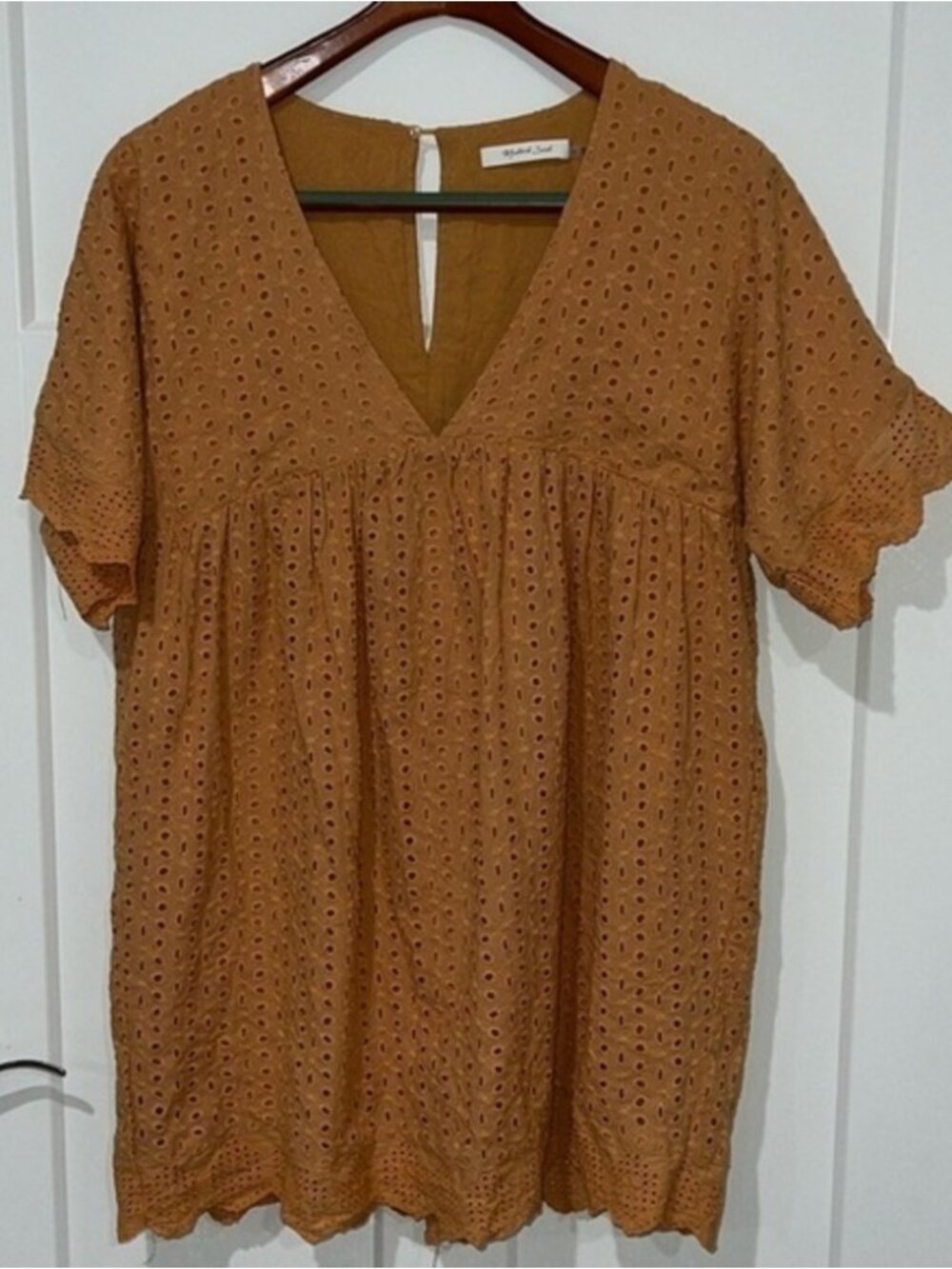 Eyelet Mini Romper Dress Sz L